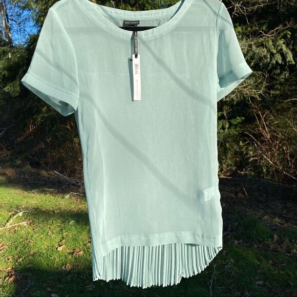 Coco + Carmen Sheer Mint Crimped Blouse S/M NWT - Picture 1 of 6